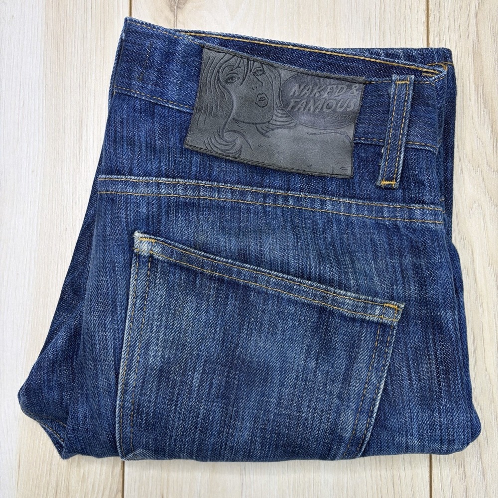 Naked & Famous Kasuri Selvedge Jeans Men 30x29 Blue Super Guy Japanese Raw Denim